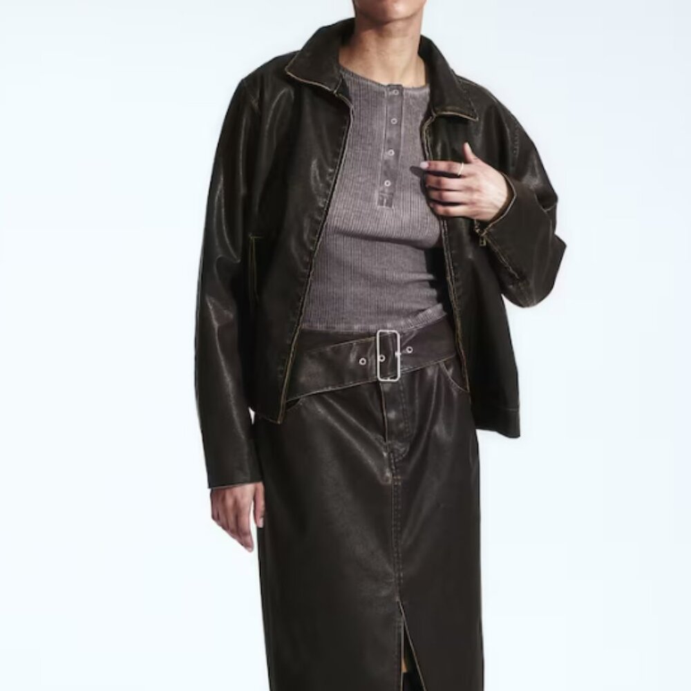 Distressed-look Skirt with Belt